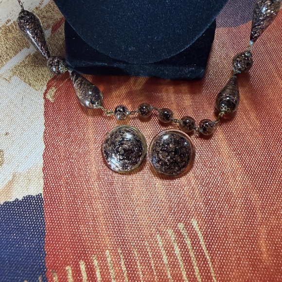 Brown Beaded Necklace and Stud Earrings - Picture 2 of 3